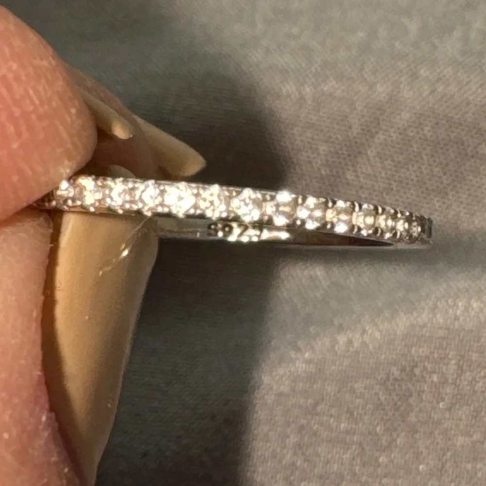 Moissanite Eternity Band Ring • 925 Sterling Silver • Size 6